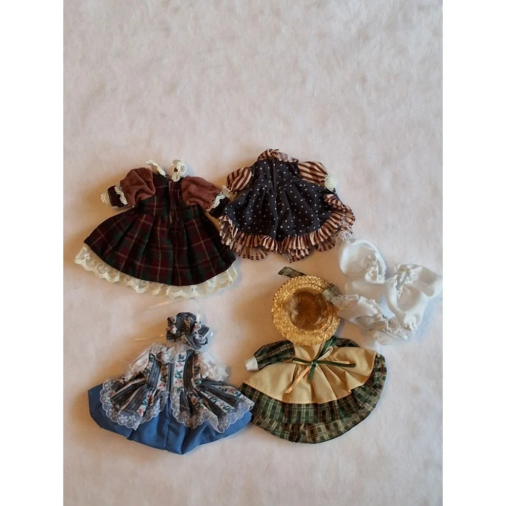 Vintage Shackman Handcrafted Wood Penny Doll Set with Clothes and Accessories